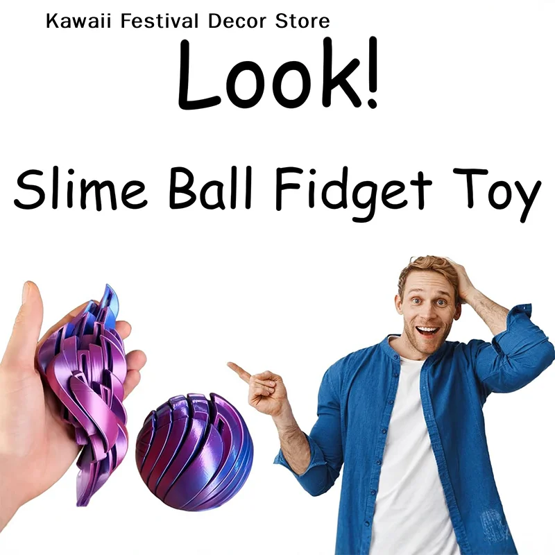 【K】Slime Ball Fidget Toy 3D Printed Twistsphere Fidget Gear Liquid Flow Ball With Rotating Design Anxiety Relief Toys For Office