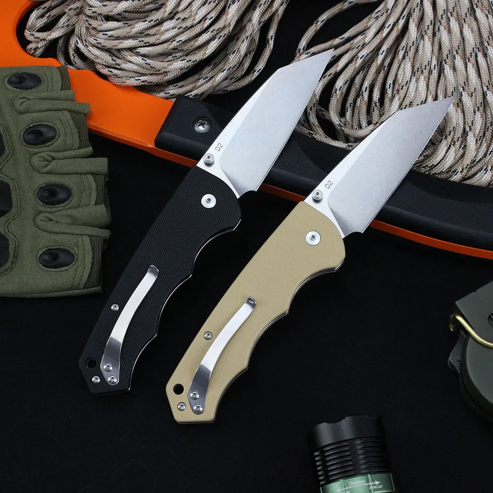 T0065 للطي سكينة تكتيكية D2 الصلب G10 مقبض في الهواء الطلق التخييم بقاء سكين صيد EDC فائدة سكاكين الجيب أداة Jackknife #2