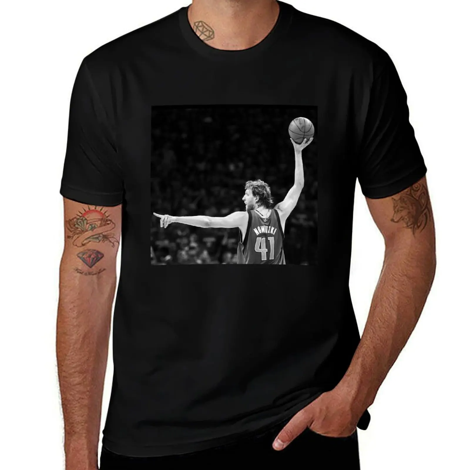 

Dirk Nowitzki - Black / White T-Shirt cotton t shirts man 100% man t shirt heavy cotton t shirts for man pack cotton T-shirt