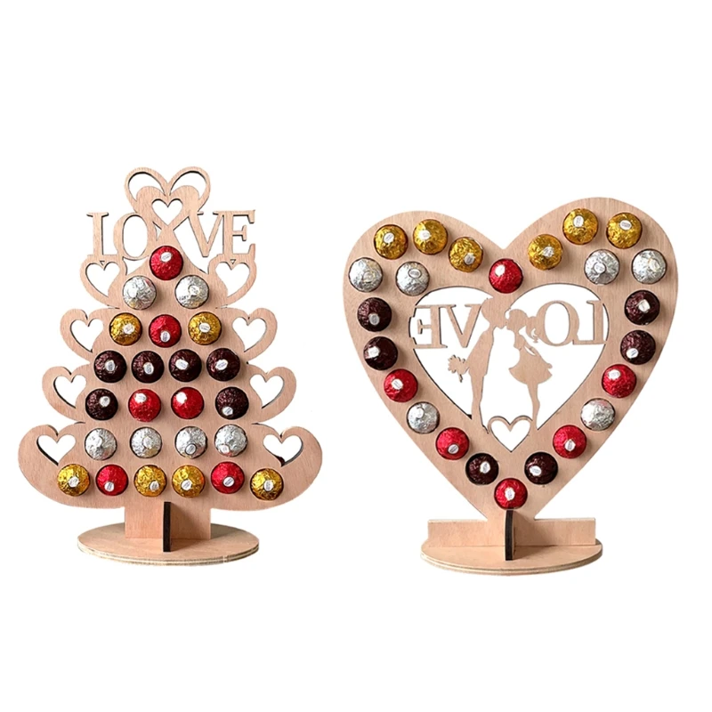 Christmas Wooden Advent Calendar Chocolate Holder Tree Heart-Shaped Frame Decor Dropship