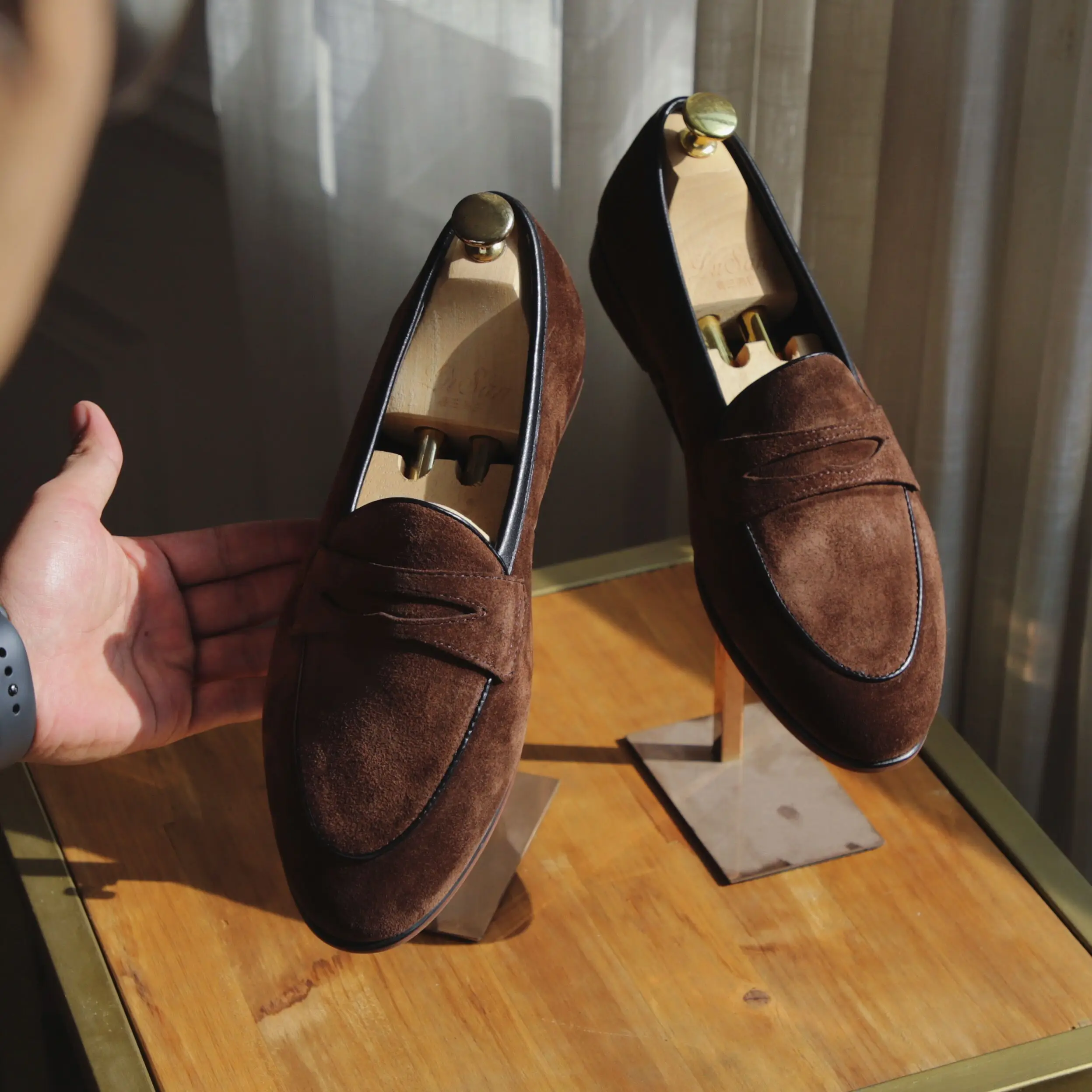 

Мистер Футболка Deer Briti Sle Men's oes Свободы ручной работы без шнуровки Leather oes Дышащая резиновая подошва Thi Bot