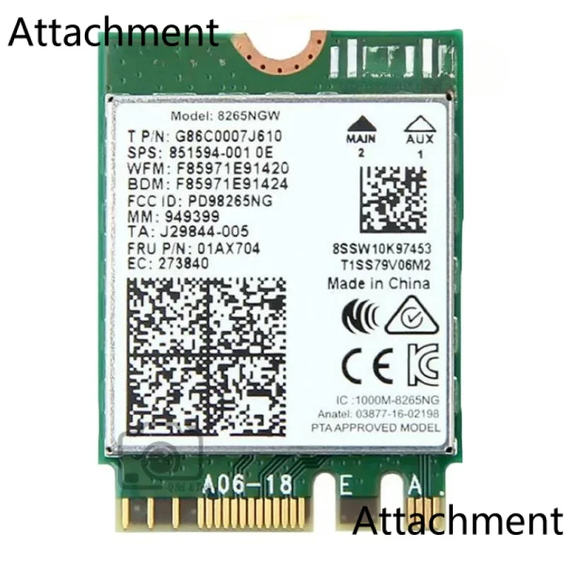 Модуль WIFI 8265NGW для Thinkpad T570 T470 T470S T470p T480 T480s T580 с Bluetooth 4,1 FRU 01AX702 01AX751 P/N: G86C0007J510