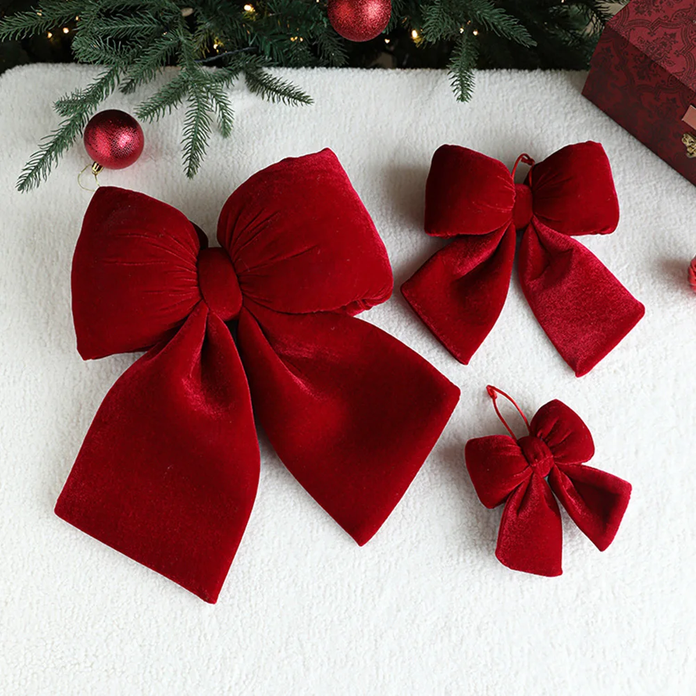 Red Wreath Bows, Small Xmas Decorative Ties, Bow Ornaments For Home Party Door New Year Christmas Party Decoration