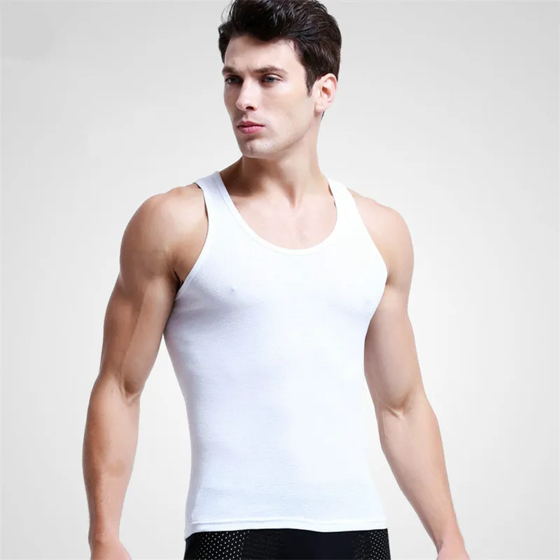 Men Cotton Tank Tops Underwear For Mens Undershirt Transparent Shirts Male Bodyshaper Fitness Wrestling Singlets Wide Shoulder