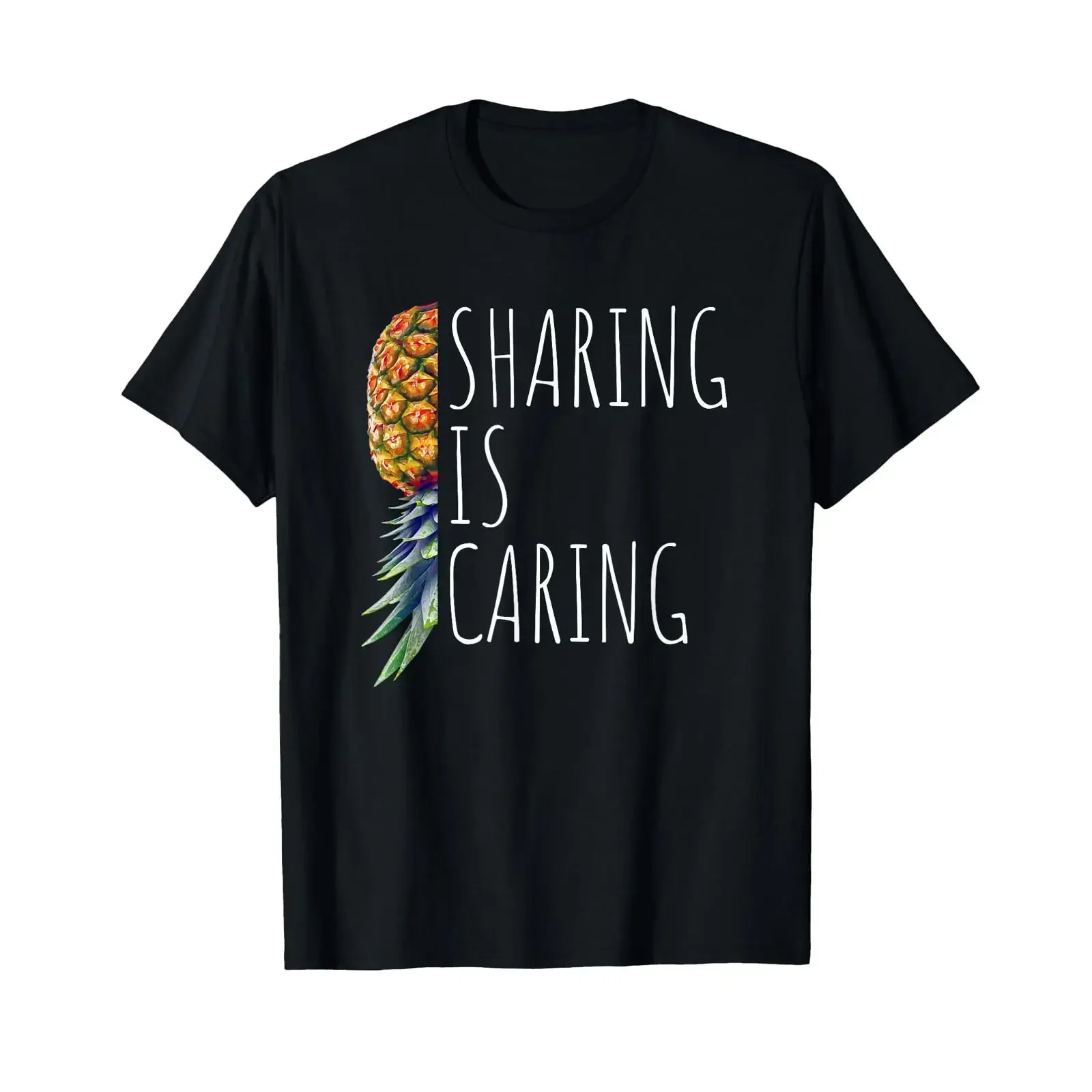 Funny Sharing is Caring Upside Down Pineapple Swinger T Shirt vintage Washed streetwear Soft Slightly Casual Stylish Unisex