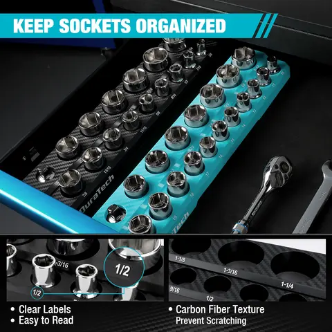 ड्यूराटेक मैग्नेटिक सॉकेट ऑर्गनाइज़र सेट, 1/2 6 best sales सॉकेट धारक - №5