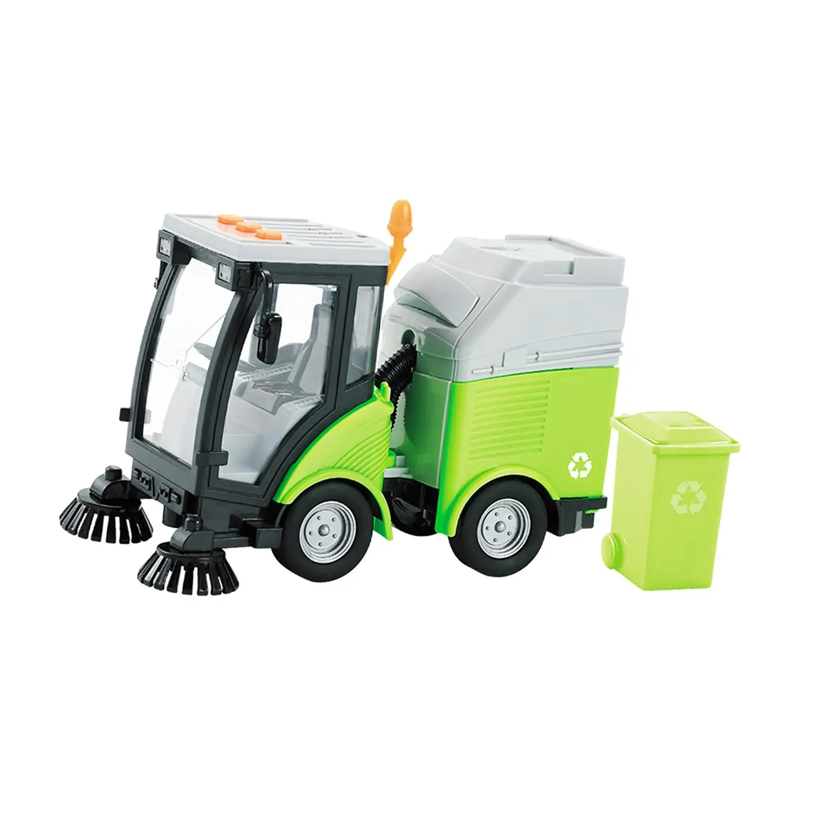 Heavy Duty Cleaning Vehicle Toy Boys Girls 1/16 Scale Removable Garbage Can Street Sweeper Truck Preschool Educational Toys