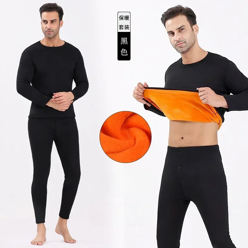 Winter Velvet Thick Thermal Underwear for Men Woman High-elasticity Thermal Clothing Fleece in Cold Weather Base Layer 2pcs Set