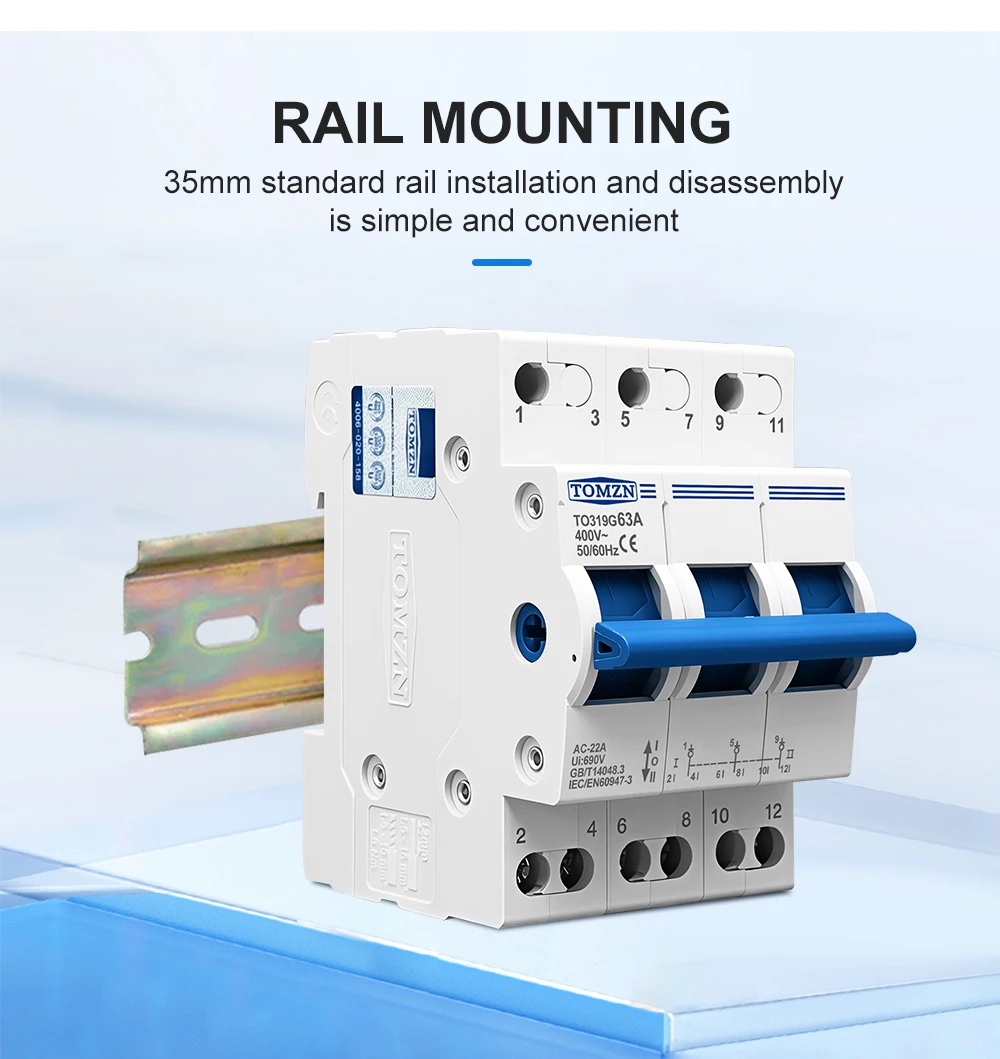 TOMZN 3P 380V AC 40A 63A MTS Manueller Doppelstrom-Umschalter mit Verriegelungsschutzschalter – Detail 7
