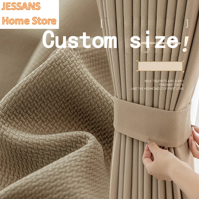 

New Cotton Linen Thickened Blackout Living Room Curtain Sunscreen Heat Insulation Bedroom Curtains Light Luxury Warm Drapes