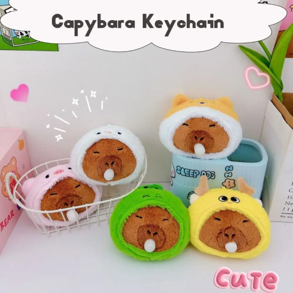 

Мультяшный брелок для ключей, плюшевый головной убор, кукла-капибара, кукла-животное, разноцветная Мягкая Подвеска-мешок капибара, подарок на день рождения