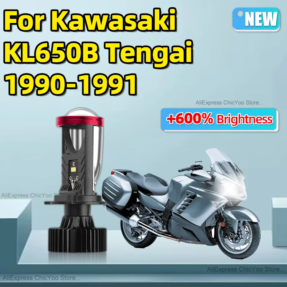 

For Kawasaki KL650B Tengai 1990 1991 6000K Cold White 1PCS H4 Projector Lens High Low Beam Motorcycle LED Lamps Cut-off Line