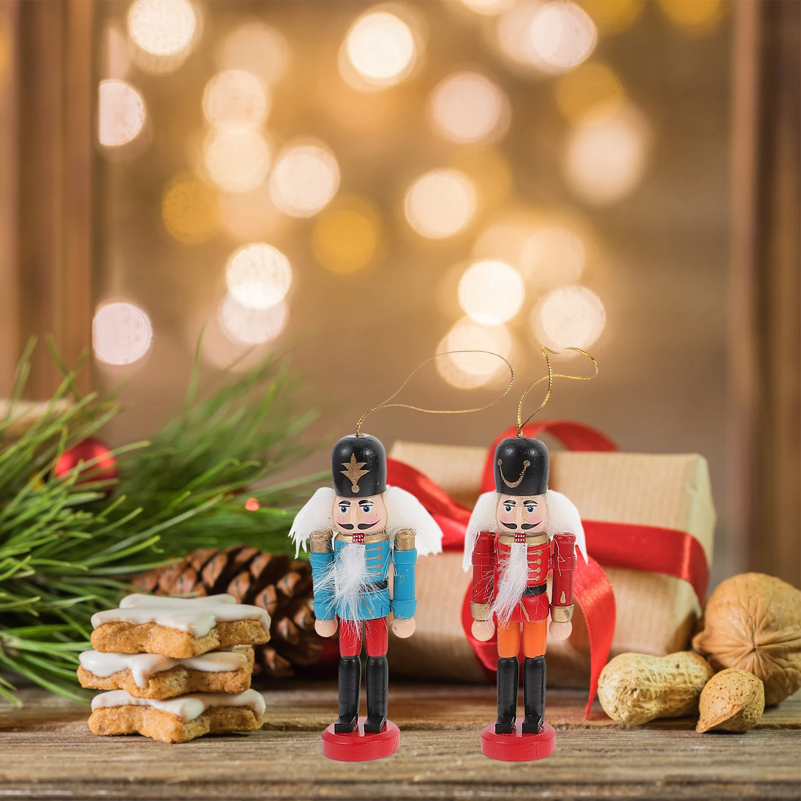 Puppet Ornaments Nutcracker Soldier Statue Desktop Vintage Traditional Figures Wooden