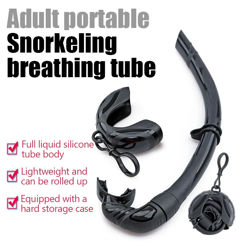 Silicone Foldable Snorkel With Compact Storage Case Women Men Roll Up Snorkel Wet Breathing Tube For Snor