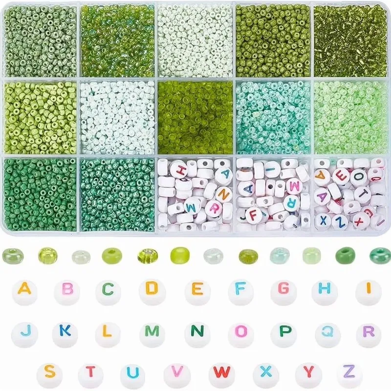 Multi-color glass beads letter beads DIY set, suitable for bracelet necklace jewelry handmade.