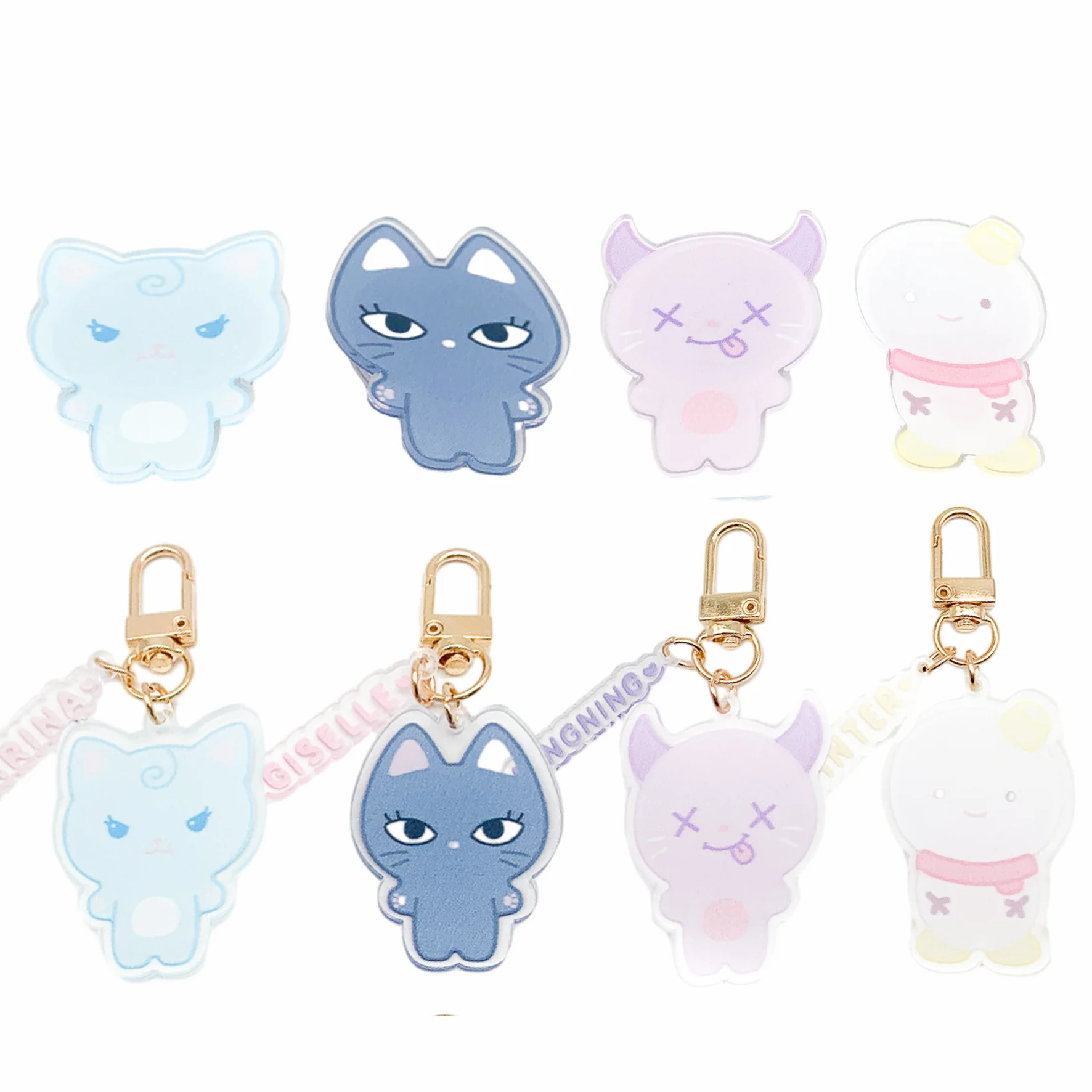 KPOP DRAMA CITY Pop-up Store Cartoon Pendant Keychain KARINA WINTER Acrylic Phone Holder Giselle NingNing Smart Tok For Fan Gift