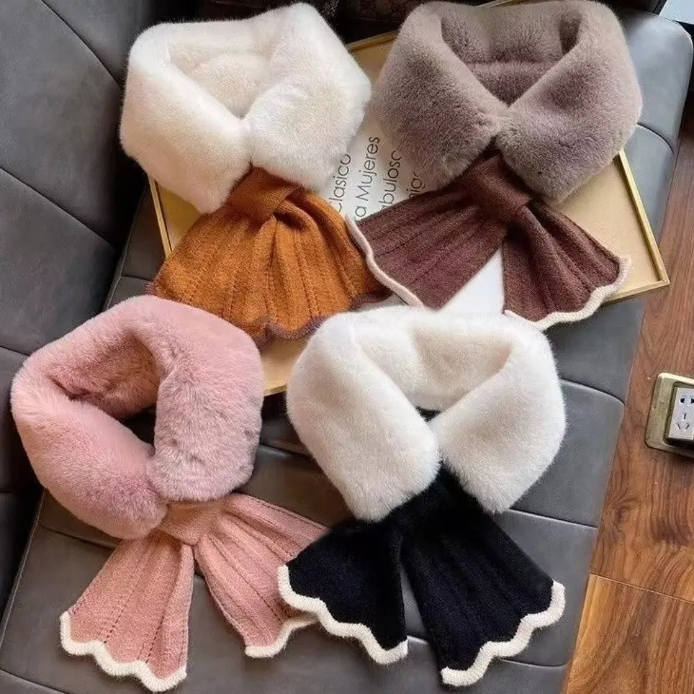 

Удобный зимний плюшевый шарф из искусственной кроличьей шерсти, толстый мягкий шарф с крестом, теплый шелковистый женский шарф с рыбьим хвостом