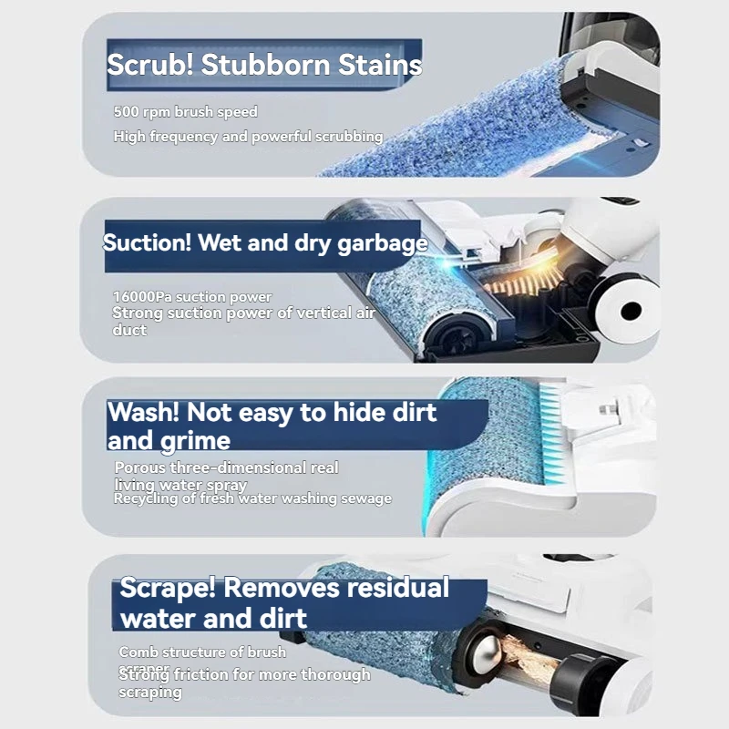 New Home appliance Mop machine BUTURE 50KPa 500W Cordless Wireless Vacuum mop combo Brushless motor High-efficiency cleaning