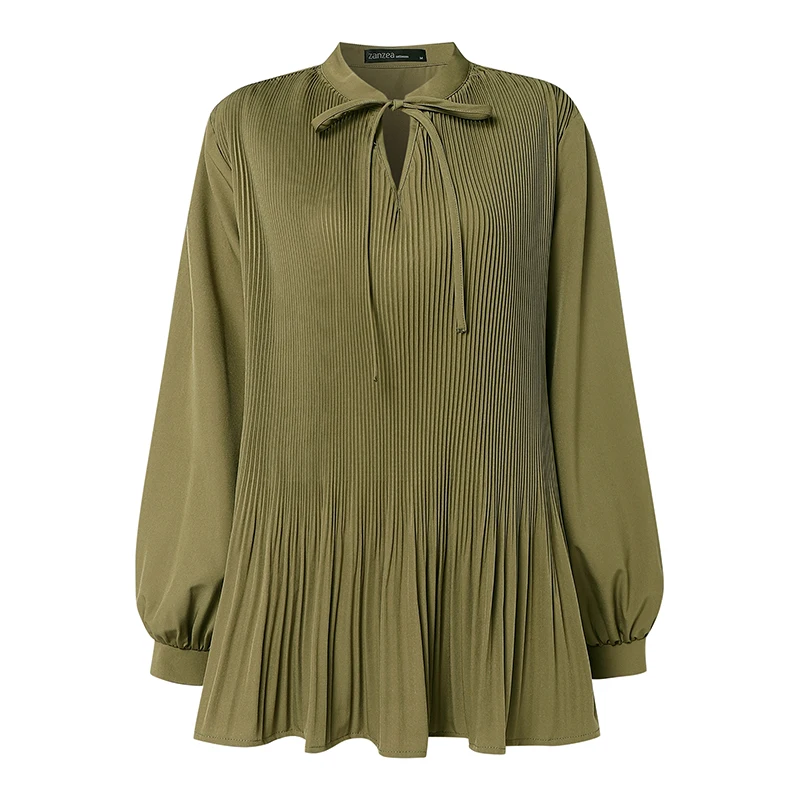 ZANZEA 2025 automne femmes Satin soie Blouse mode à manches longues chemise décontracté ample coréen col en v hauts Vintage couleur unie Blusas