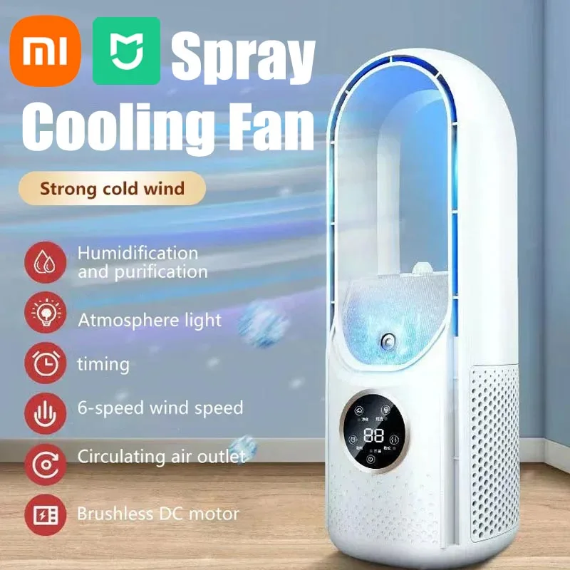 

Xiaomi MIJIA Portable Spray Cooling Fan USB Conditioner Air Cooler Bladeless Electric Fan 6-speed Silent Timed Humidifier Fan