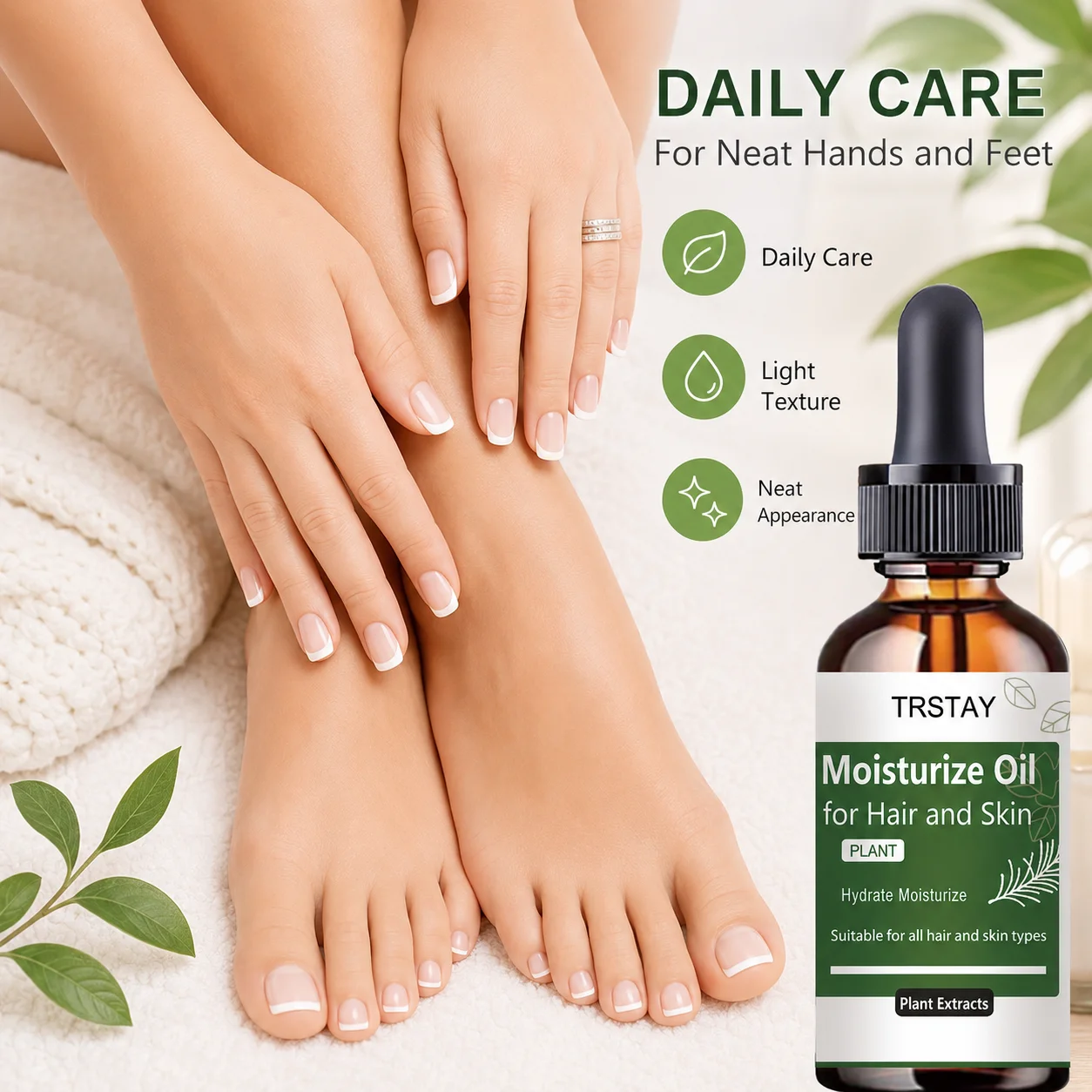 TRSTAY Moisturizing Care Oil is a refreshing and easily absorbed daily moisturizing and nourishing oil for hands, feet,and nails