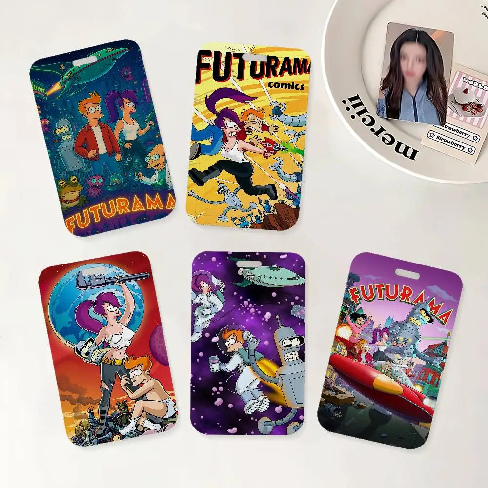 Suporte para crachá de desenho animado F-Futuramas com alça de pescoço para escritório, escola, cartão de identificação, estojo para credenciais