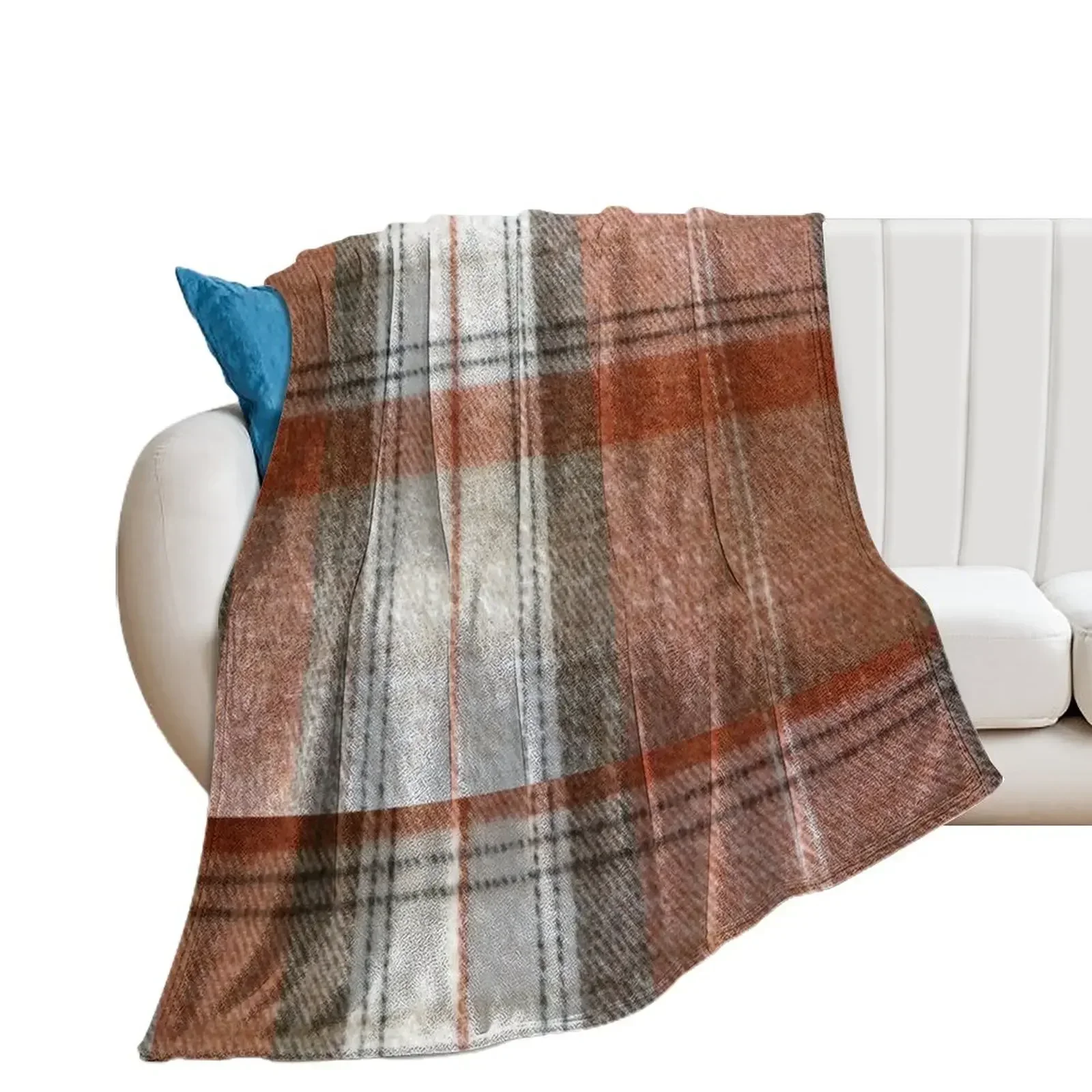 

Terracotta Tartan Throw Blanket Plush Designers Blankets Sofas Of Decoration Soft Beds Blankets