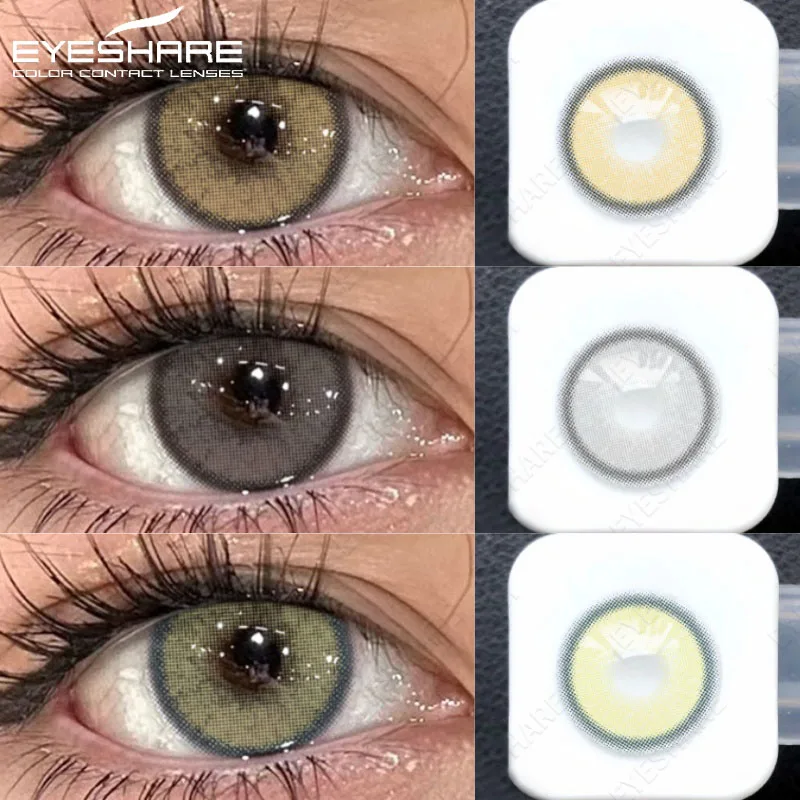 EYESHARE 1 Paar Farbige Kontaktlinsen für Make-up, Grüne Kontaktlinsen, Kosmetische Braune Natürliche Pupillenlinsen, Jahreslinsen