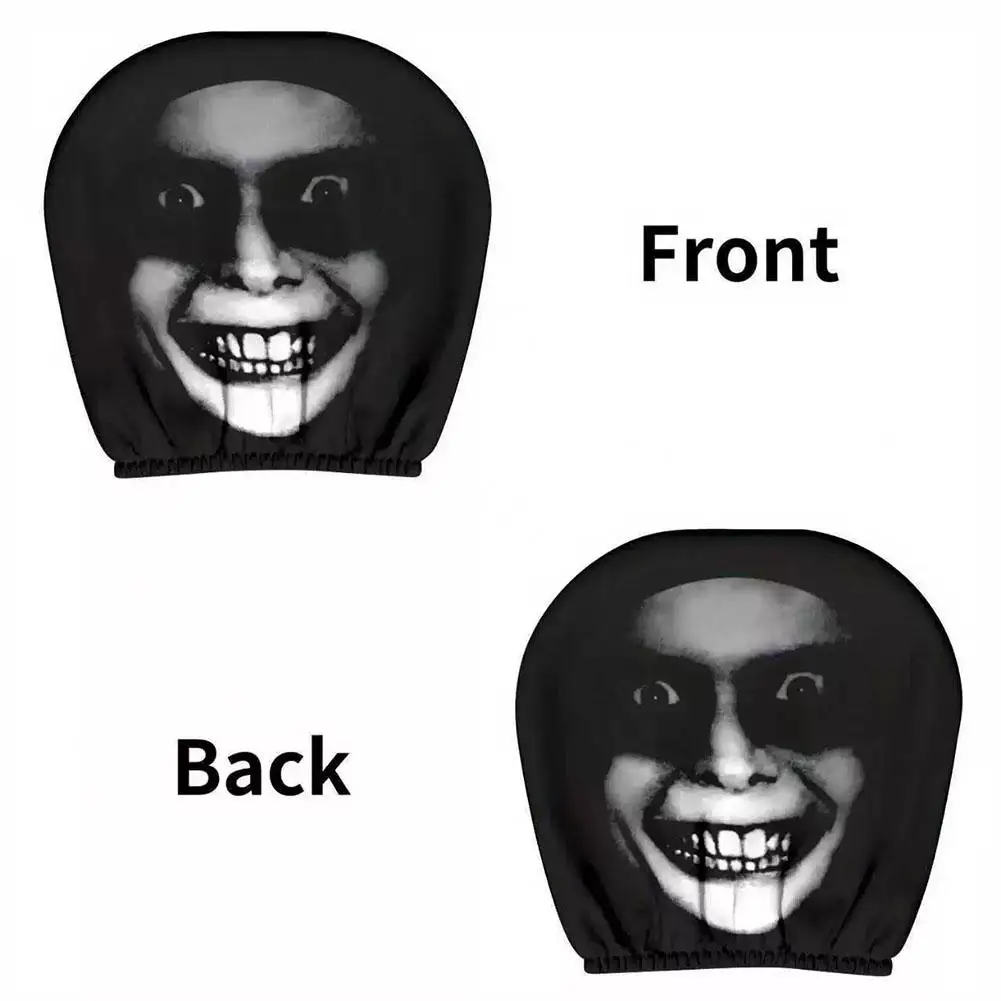 غطاء وسادة سيارة مطبوع عليه وجه رعب، غطاء وسادة مزخرف ناعم ومريح، مسند رأس للمقعد التلقائي، قماش بوليستر قابل للغسل #5