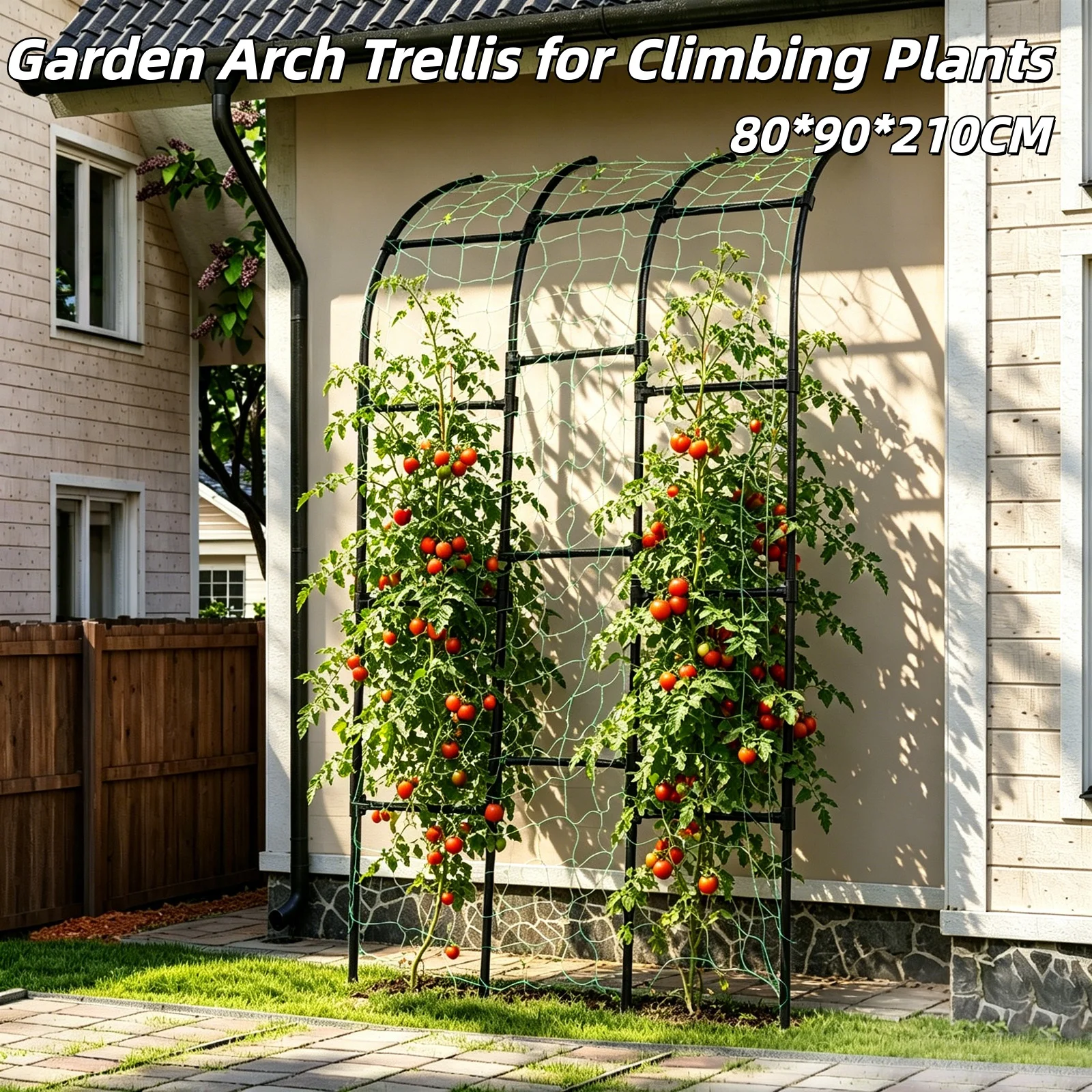 Metal Garden Arch Trellis 80*90*210CM Vegetable Plant Climbing Frame for Wedding Party Climbing Plant Outdoor Indoor