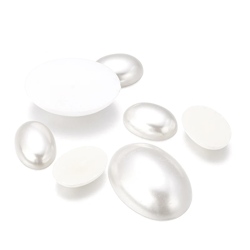 20/50PCS Plastic Pearl Cabochon Oval Shape Pearl White Color Cabochons For Ring Earring Bracelet Jewelri Making