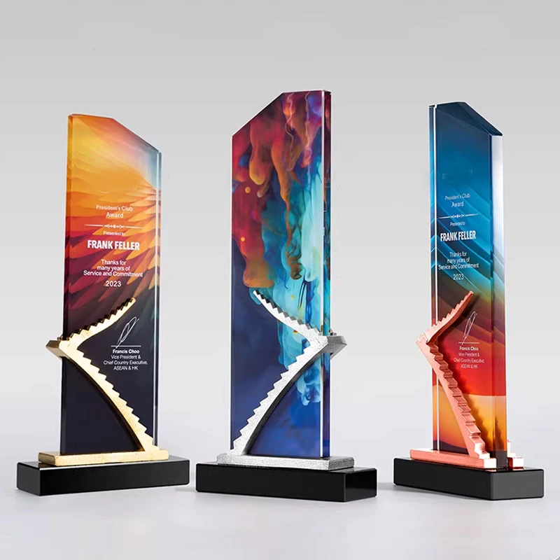 

Customized Crystal Trophy, Color Printing Prize Sports Annual Meeting Awards Outstanding Employee Souvenir, Home Decoration, 1Pc