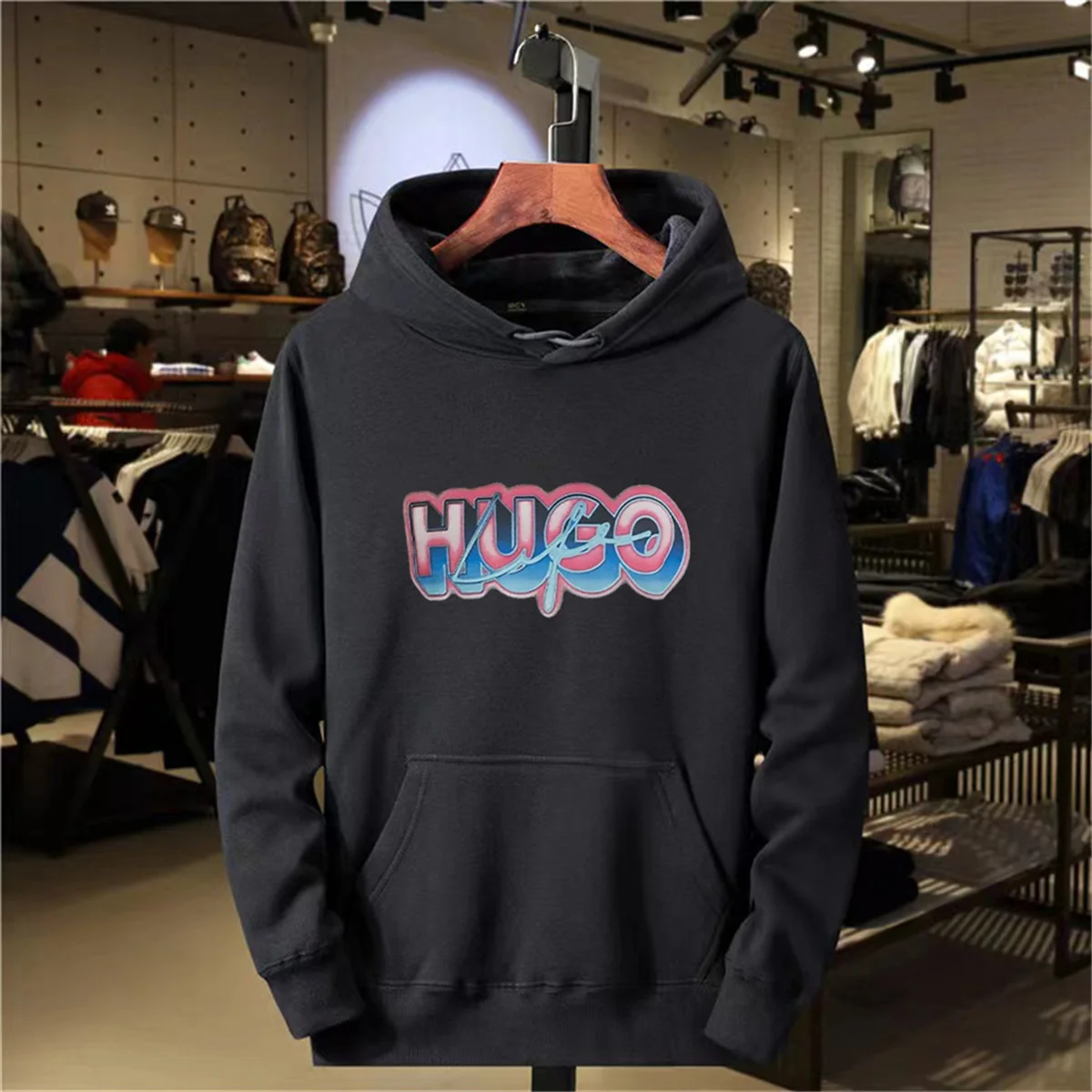 Printed Men's Hoodie Wool Warm Men's Sweatshirt Fashion Street Wear Casual Men's Loose Breathable Pullover Brand Hoodie