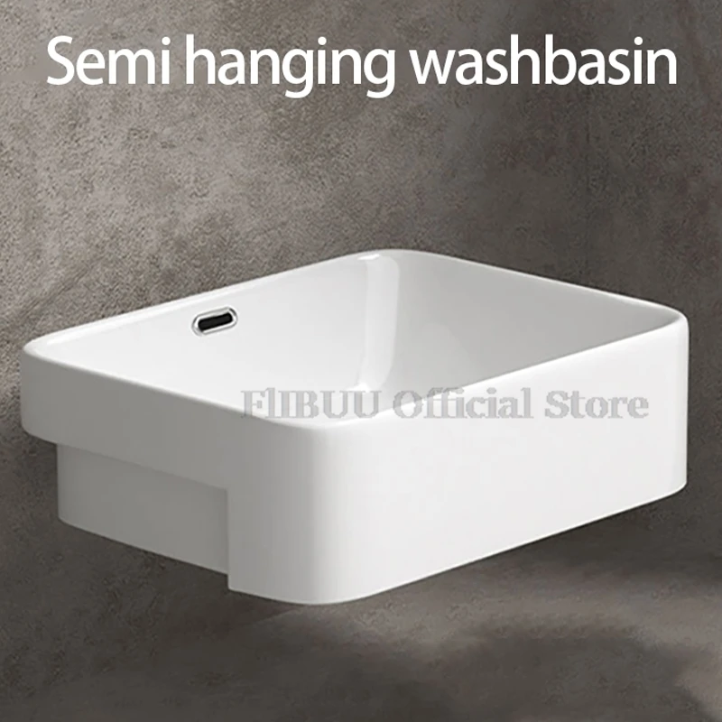 Semi-embedded Ceramic Bathroom Vessel Sink Bowl Single Sink Bowl Lavatory Wash Hand Basin Gray Stone Pattern Household WashBasin