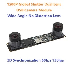 Global Shutter USB Camera Module 60fps 120fps High Speed Webcam 4MP 3D Stereo Industrial Camera with Synchronous Dual Lens