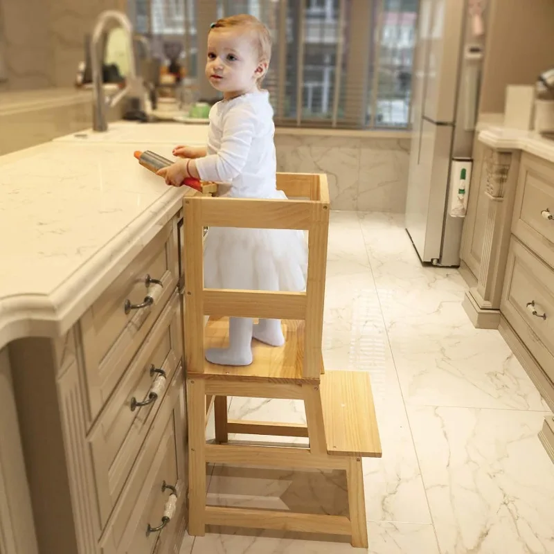 Kitchen Step Stool for Toddlers with Non-Slip Mat,Toddler Standing Tower Helper for Kitchen Counter and Bathroom Sink.