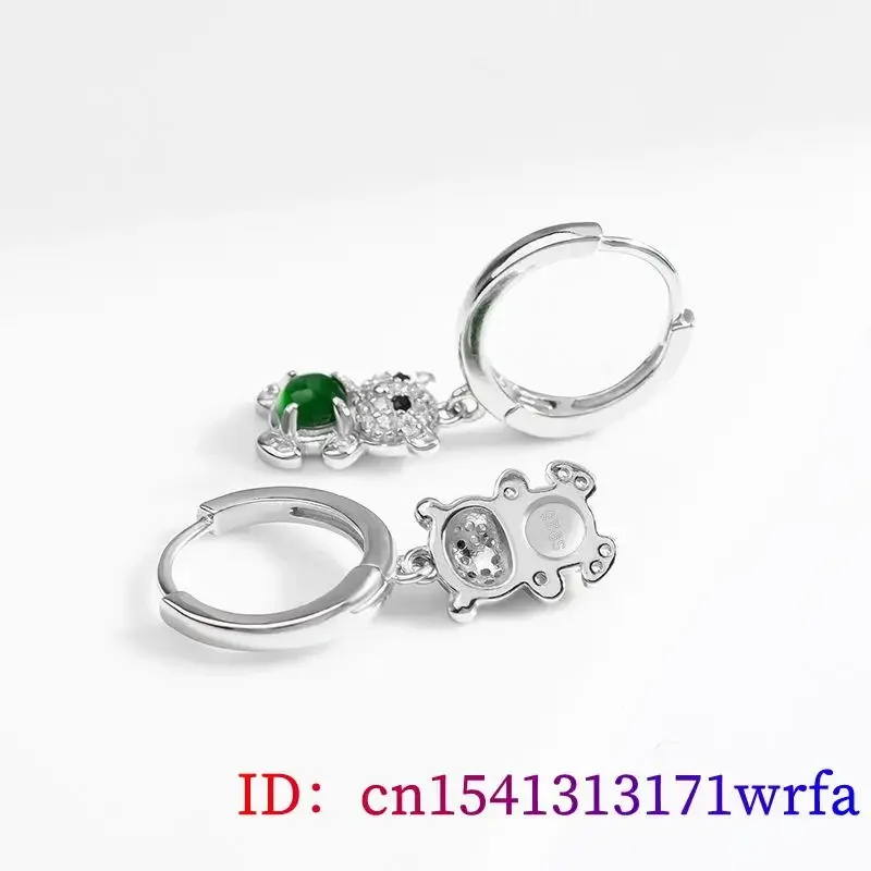 Boucles d'oreilles ours en argent regardé 925 pour femme, breloques de bijoux, pierre d'amulette vintage, breloques vertes naturelles, Birmanie diversifiée, luxe réel, soigneusement sculpté, ismans