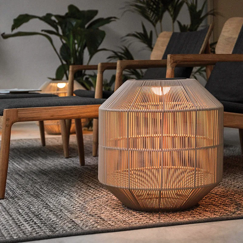 Solar lawn lights, outdoor waterproof villa courtyard lights, creative floor lamps, handwoven garden lights