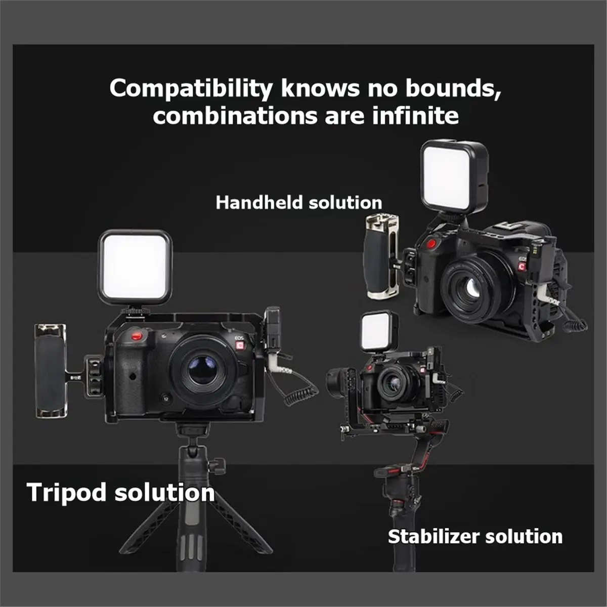 at33-camera-cage-for-canon-eos-r5-r5c-r6-r6ii-cold-shoe-mount-numerous-1-4-3-8-threaded-holes-for-canon-r5-r6-accessories