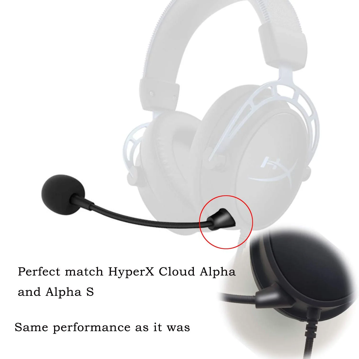 Replacement Gaming Headphone Mic Compatible for Kingston HyperX Cloud Alpha S/Alpha Gaming Headset,with Foam Cover Noise Cancell