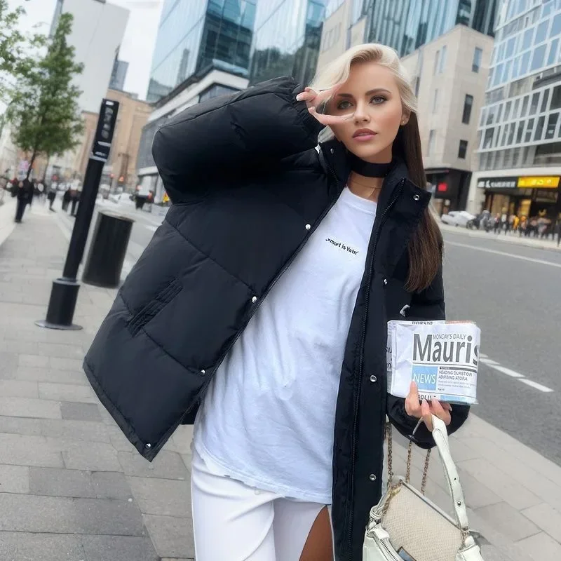 

2025 зимняя женская новая куртка, женская утепленная хлопковая куртка с высоким воротником, женские парки большого размера, пальто, женское пальто 2025