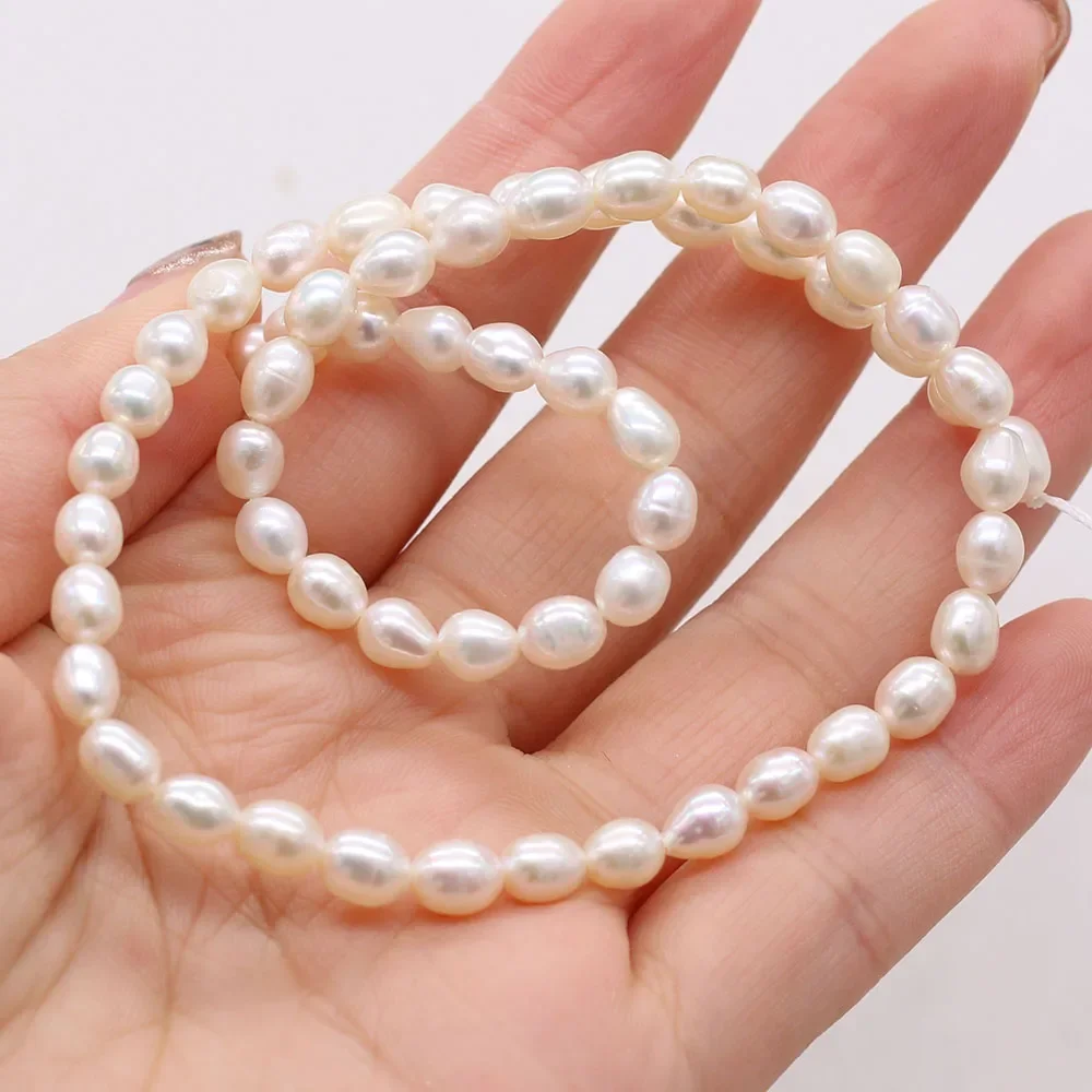 Natural Zhuji Freshwater Culture Pearl Beads Loose White Spacer Rice Bead for Jewelry Making Diy Necklace Bracelet Accessoires