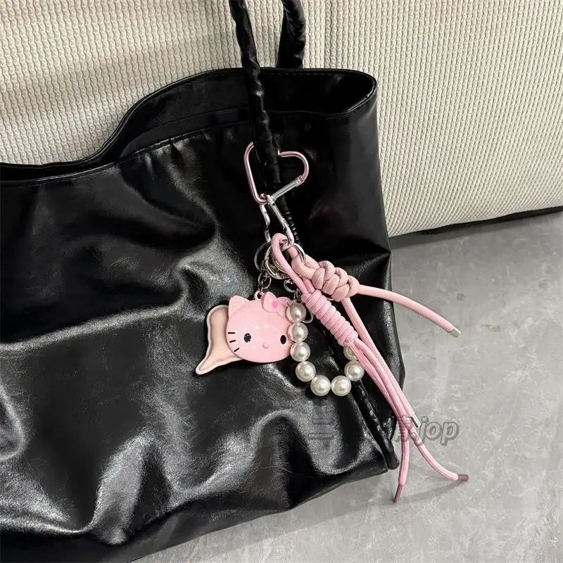 Hallo Kitty hausgemachte Schlüsselanhänger Leder Mädchen Anhänger Tasche geflochtenes Seil Lanyard Schlüsselanhänger Anhänger Zubehör Geschenk für Rucksack Taschen