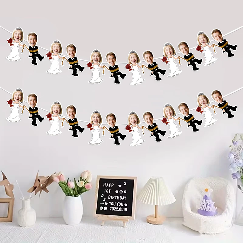 6/12 piezas de pancartas personalizadas con retratos de rostros, estilo divertido para bodas, decoración para fiestas de adultos, festivales, personajes de dibujos animados, adornos colgantes para bodas