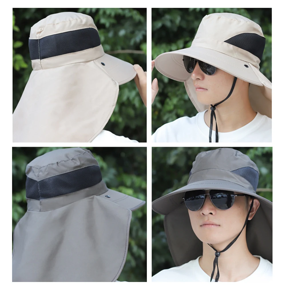 Summer Sun Protection Hat Outdoor Hunting Fishing Cap For Men Women Hiking Camping Visor Bucket Hat Neck Flap Fisherman Hat Hot