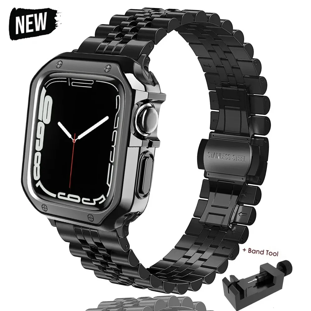 Stainless Steel Strap+Case for Apple Watch Ultra 2 49mm 38 42 40 44 41 45mm Metal Band for iWatch Series9 8 7 6 SE 5 4 3 Correa