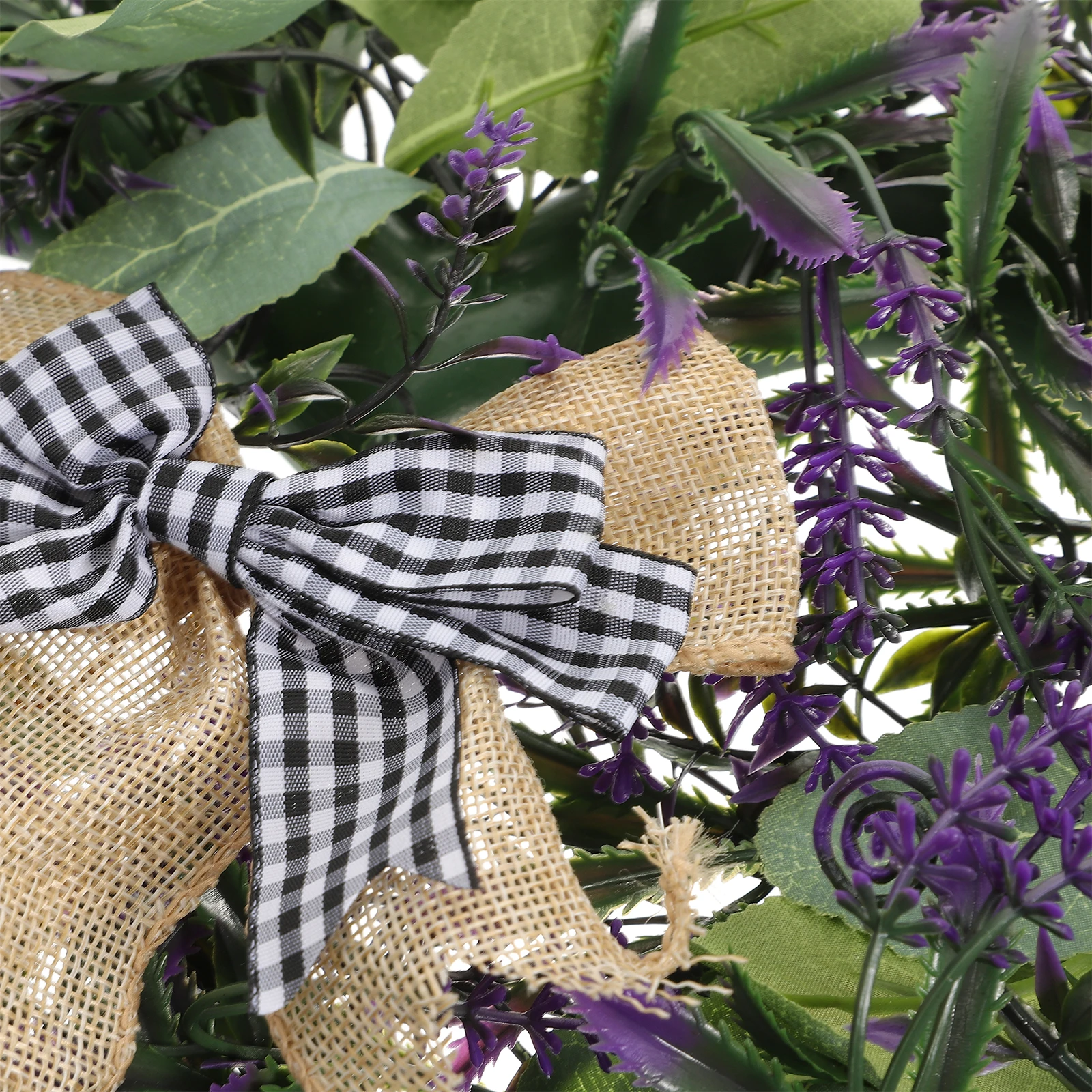 

Lavender Heart Shaped Wreath Plastic Flower Decor Artificial Hanging Plants Wall Door Window Adornment Simulation Leaf