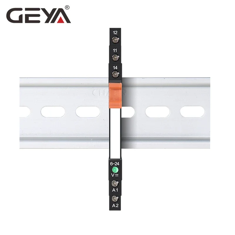 1PCS GEYA 6.2mm thickness Din Rail Slim Relay Module 6A 1NO1NC  12V Relay 24V 48V 110V 230V