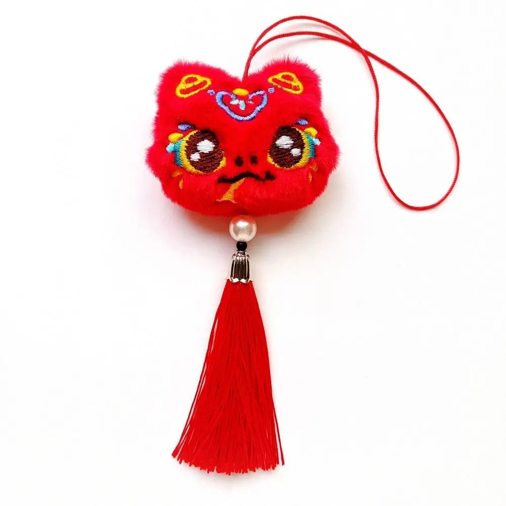 Chinese Style Lion Dance Tassels Pendant Lucky Red 2025 New Year Zodiac Hanging with Tassel Snake Mascot Plushies