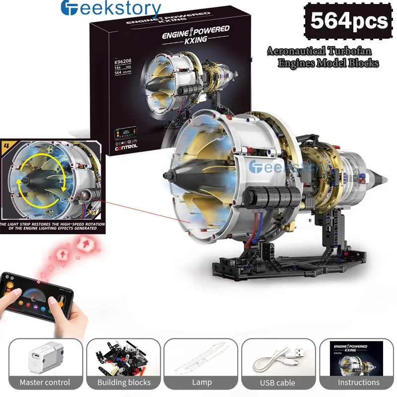 

564pcs Aeronautical Turbofan Engine Model Building Blocks Set Simulation Engine App Programmable Assembled MOC Bricks Toys Gifts